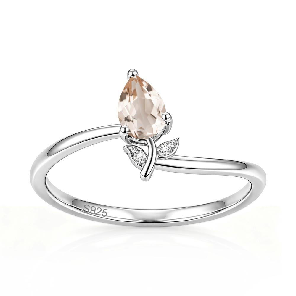 Nature Inspired Pear Cut Sapphire Floral Ring - LUO Jewelry #gemstone_Morganite