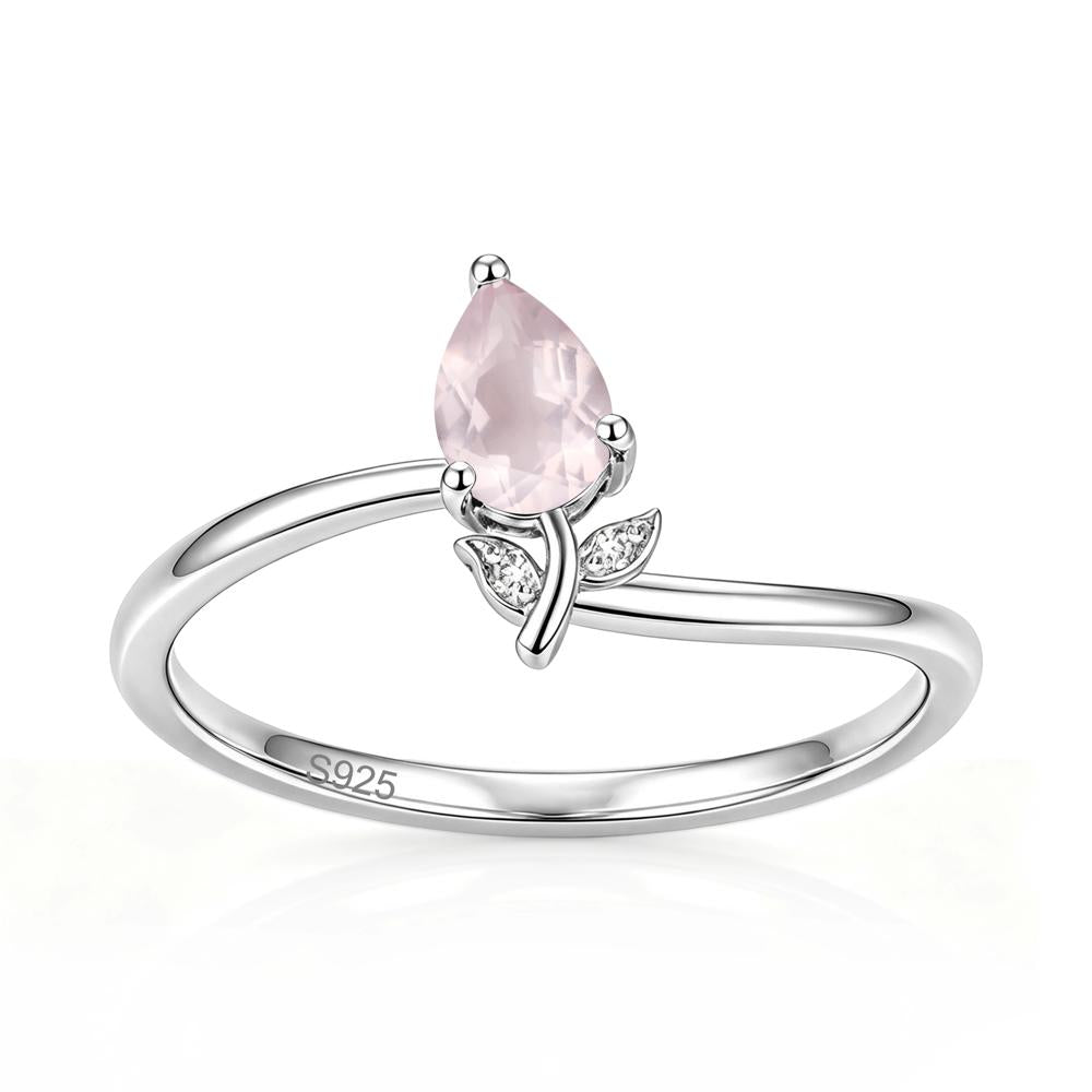 Nature Inspired Pear Cut Sapphire Floral Ring - LUO Jewelry #gemstone_Rose Quartz