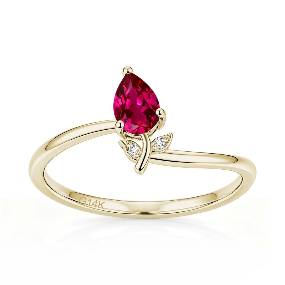 Nature Inspired Pear Cut Sapphire Floral Ring - LUO Jewelry #gemstone_Ruby