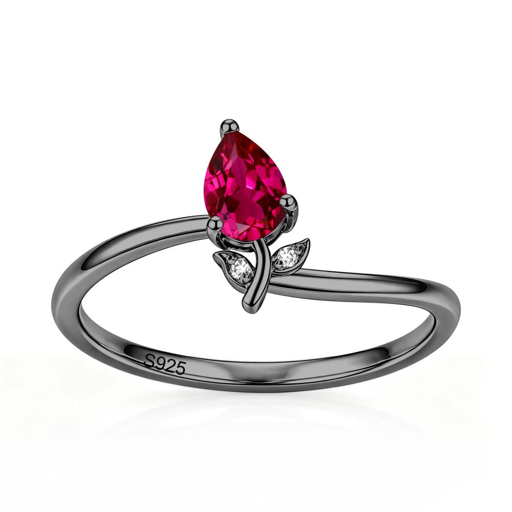 Nature Inspired Pear Cut Sapphire Floral Ring - LUO Jewelry #gemstone_Ruby