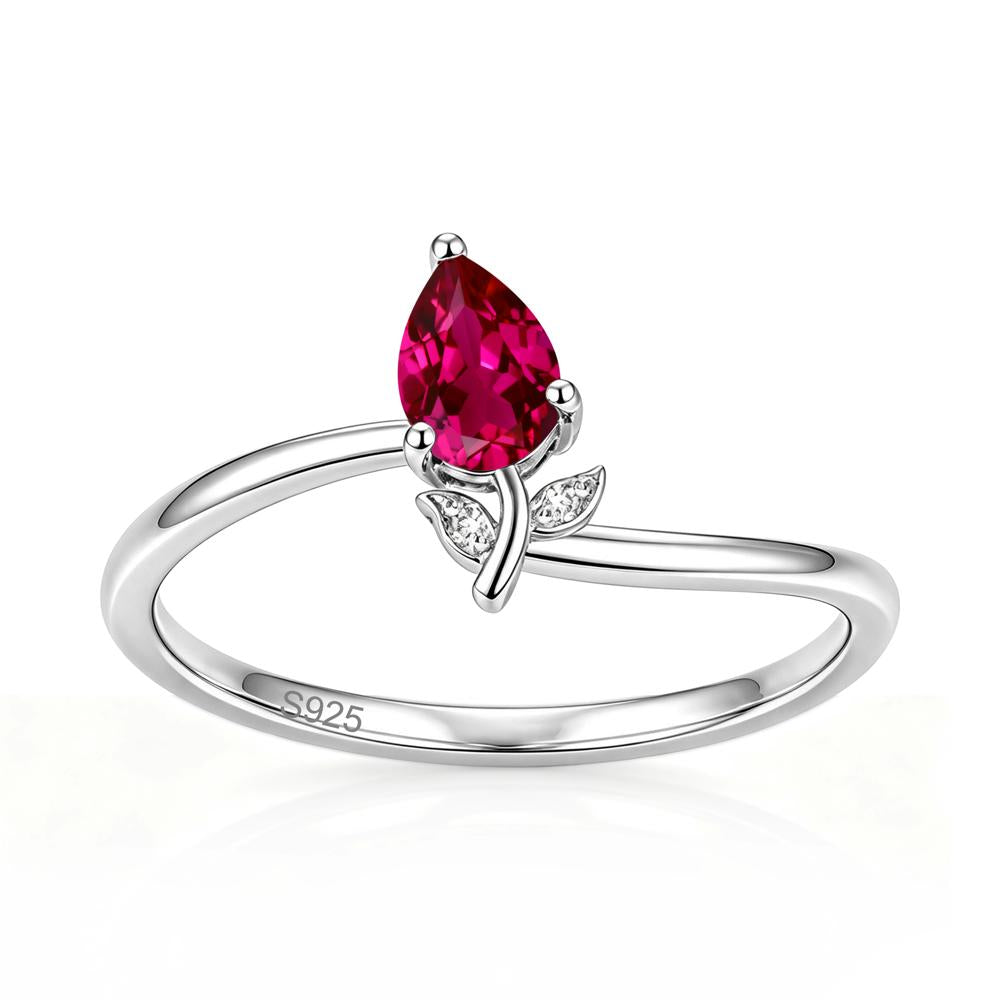 Nature Inspired Pear Cut Sapphire Floral Ring - LUO Jewelry #gemstone_Ruby