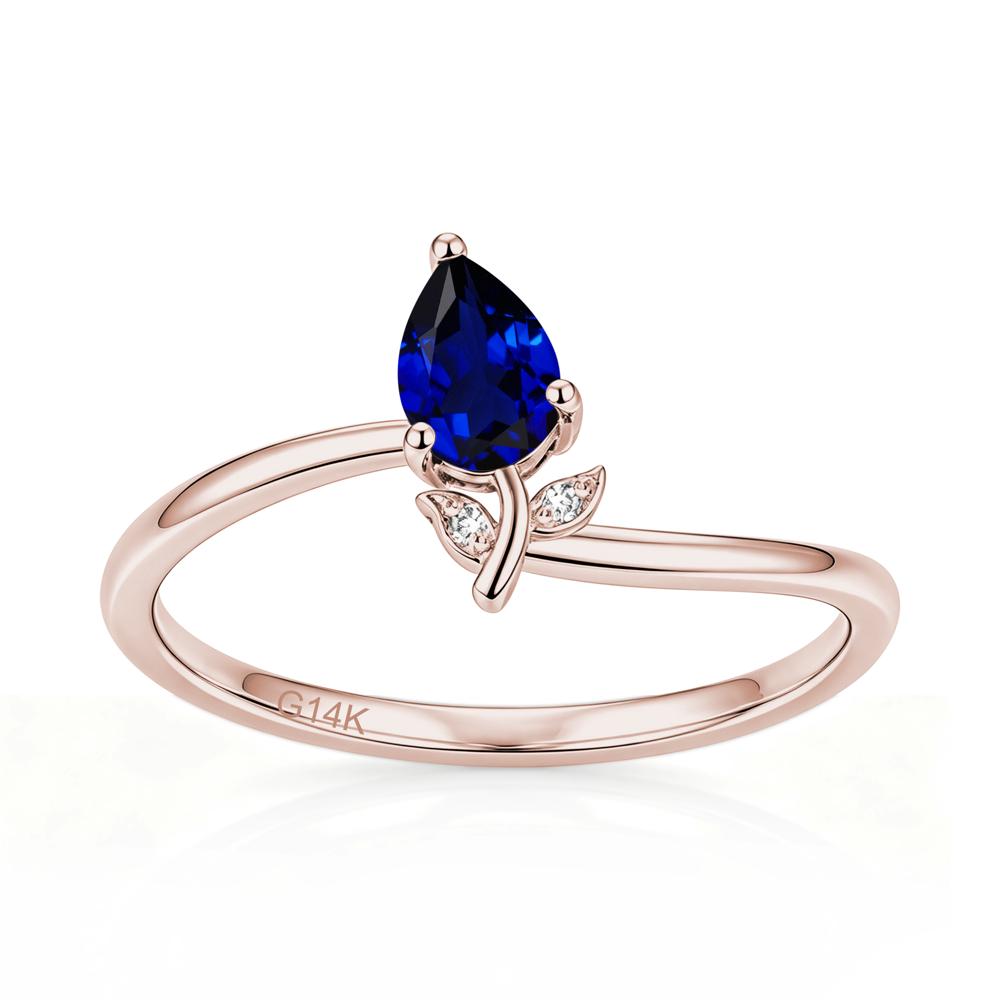 Nature Inspired Pear Cut Sapphire Floral Ring - LUO Jewelry #gemstone_Sapphire