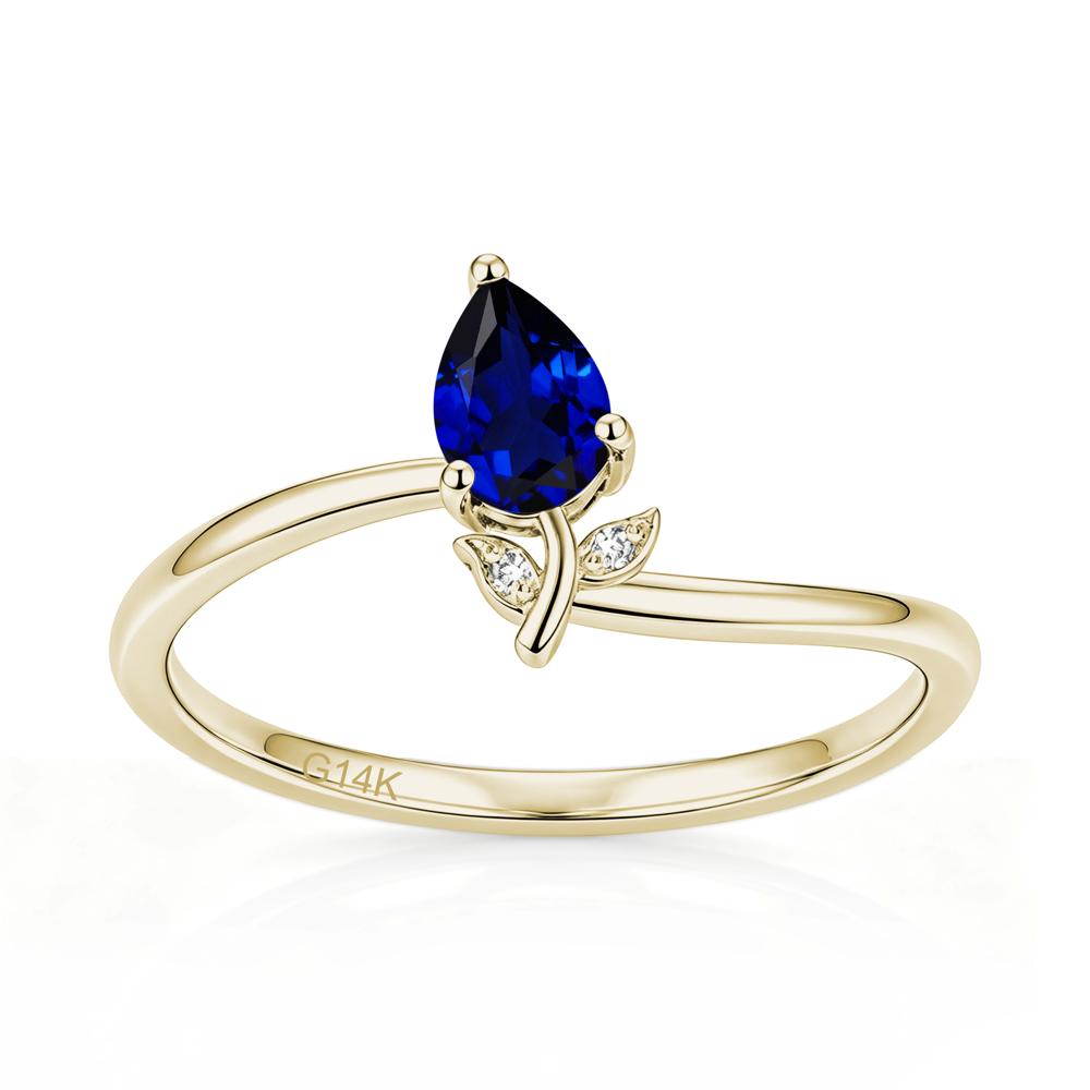 Nature Inspired Pear Cut Sapphire Floral Ring - LUO Jewelry #gemstone_Sapphire