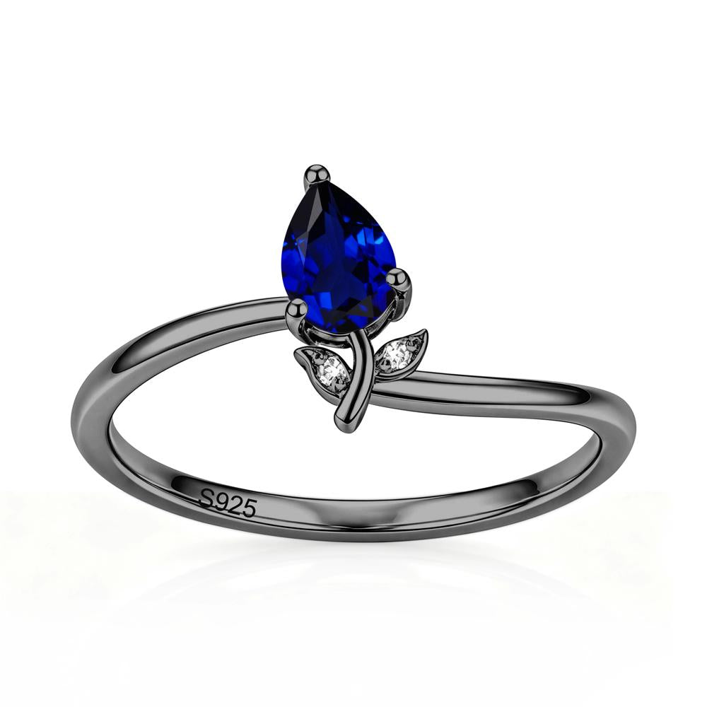 Nature Inspired Pear Cut Sapphire Floral Ring - LUO Jewelry #gemstone_Sapphire