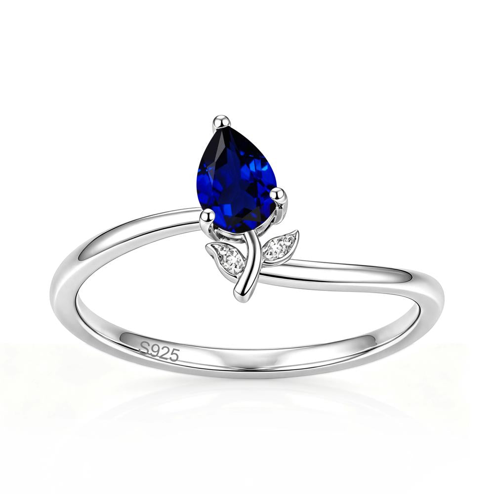 Nature Inspired Pear Cut Sapphire Floral Ring - LUO Jewelry #gemstone_Sapphire