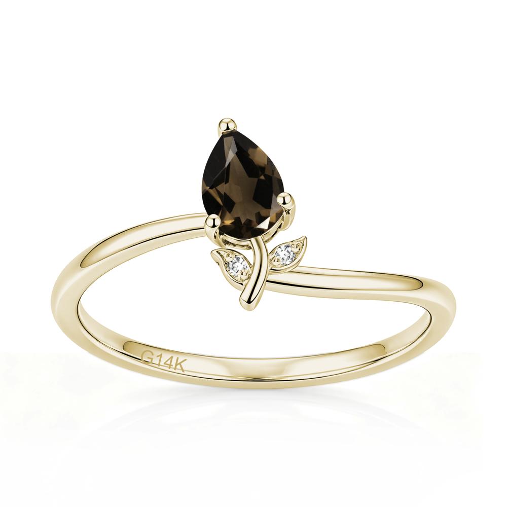 Nature Inspired Pear Cut Sapphire Floral Ring - LUO Jewelry #gemstone_Smoky Quartz