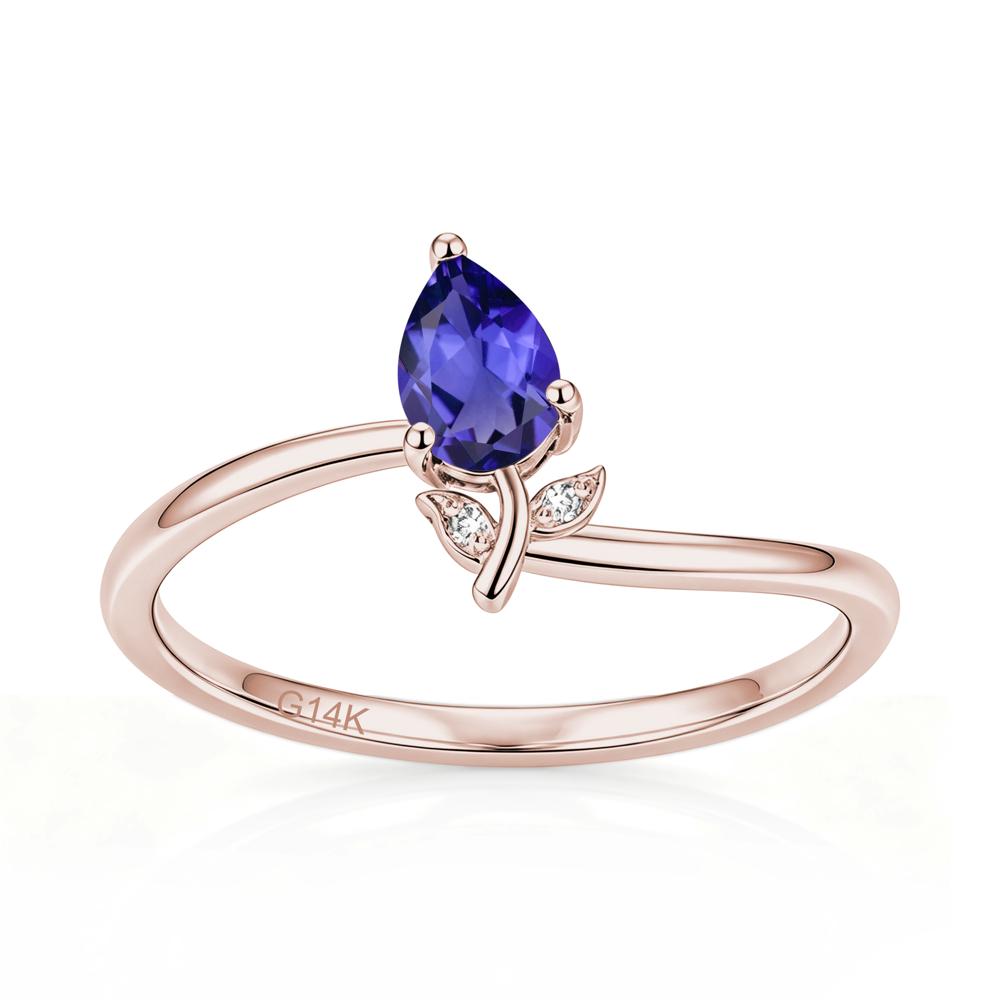 Nature Inspired Pear Cut Sapphire Floral Ring - LUO Jewelry #gemstone_Tanzanite