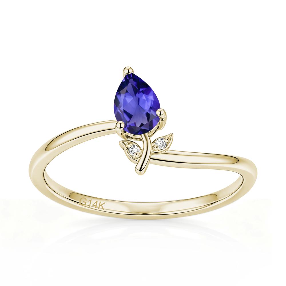 Nature Inspired Pear Cut Sapphire Floral Ring - LUO Jewelry #gemstone_Tanzanite