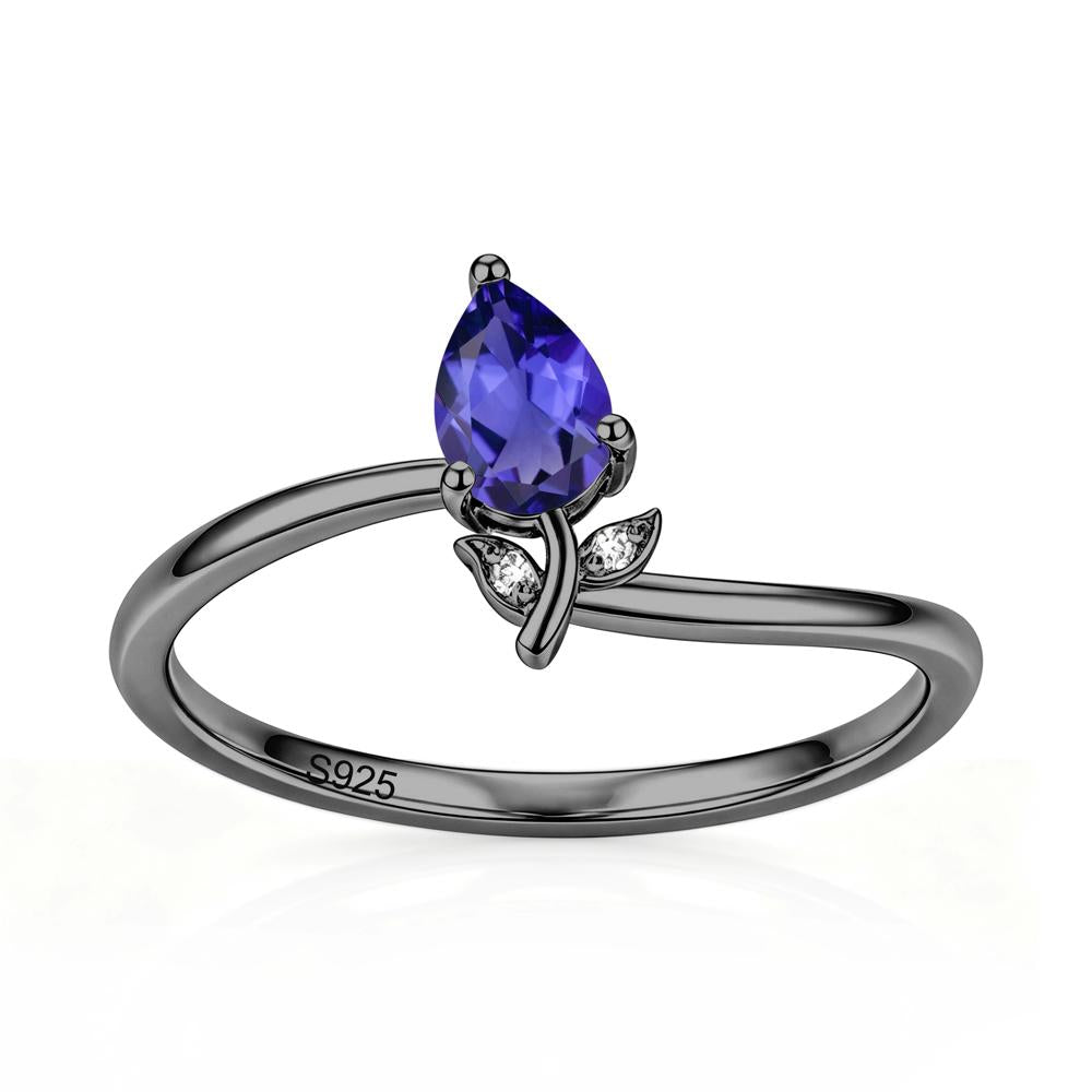 Nature Inspired Pear Cut Sapphire Floral Ring - LUO Jewelry #gemstone_Tanzanite