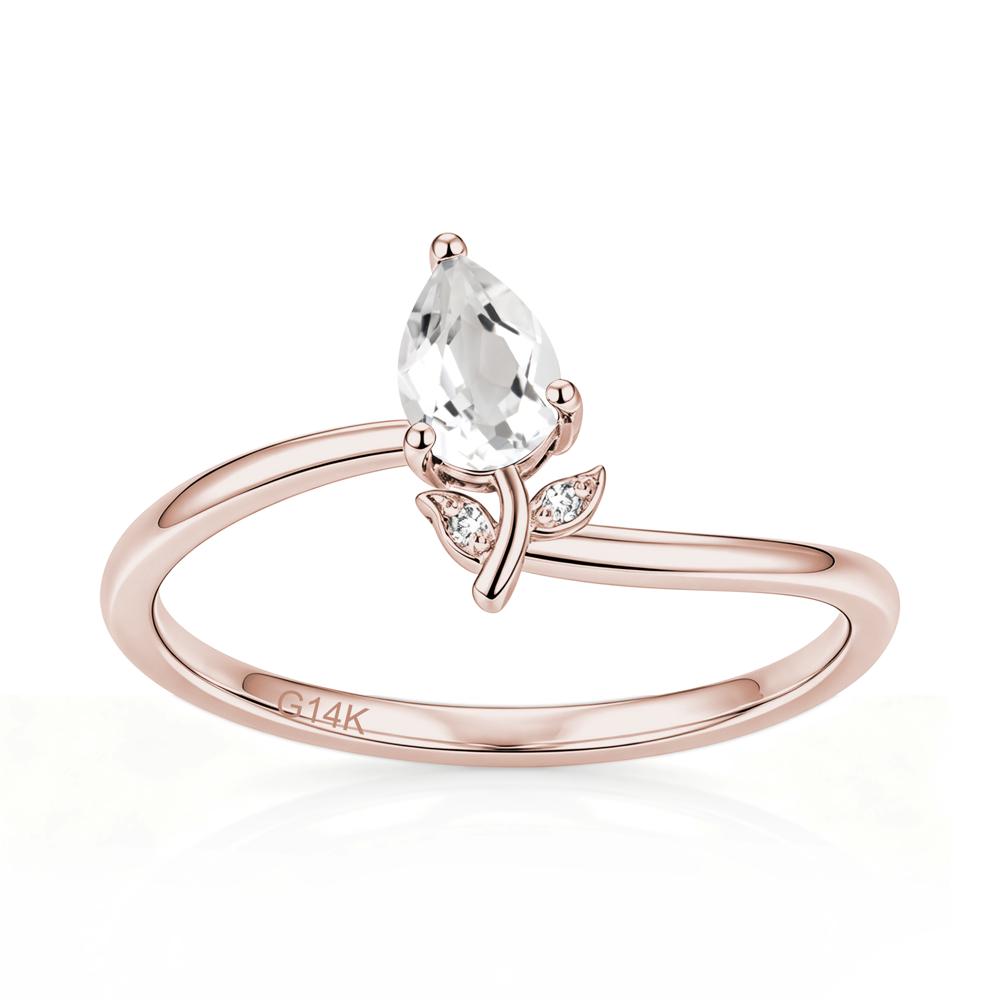 Nature Inspired Pear Cut Sapphire Floral Ring - LUO Jewelry #gemstone_White Topaz