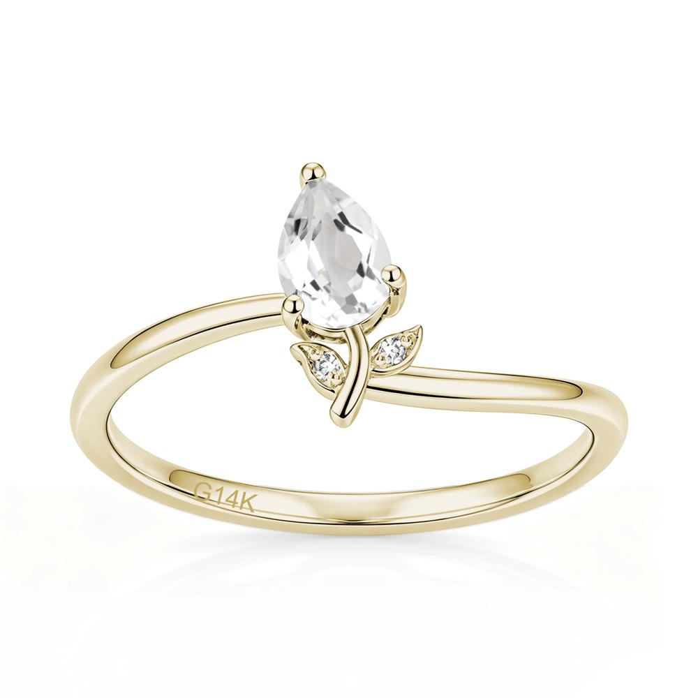 Nature Inspired Pear Cut Sapphire Floral Ring - LUO Jewelry #gemstone_White Topaz
