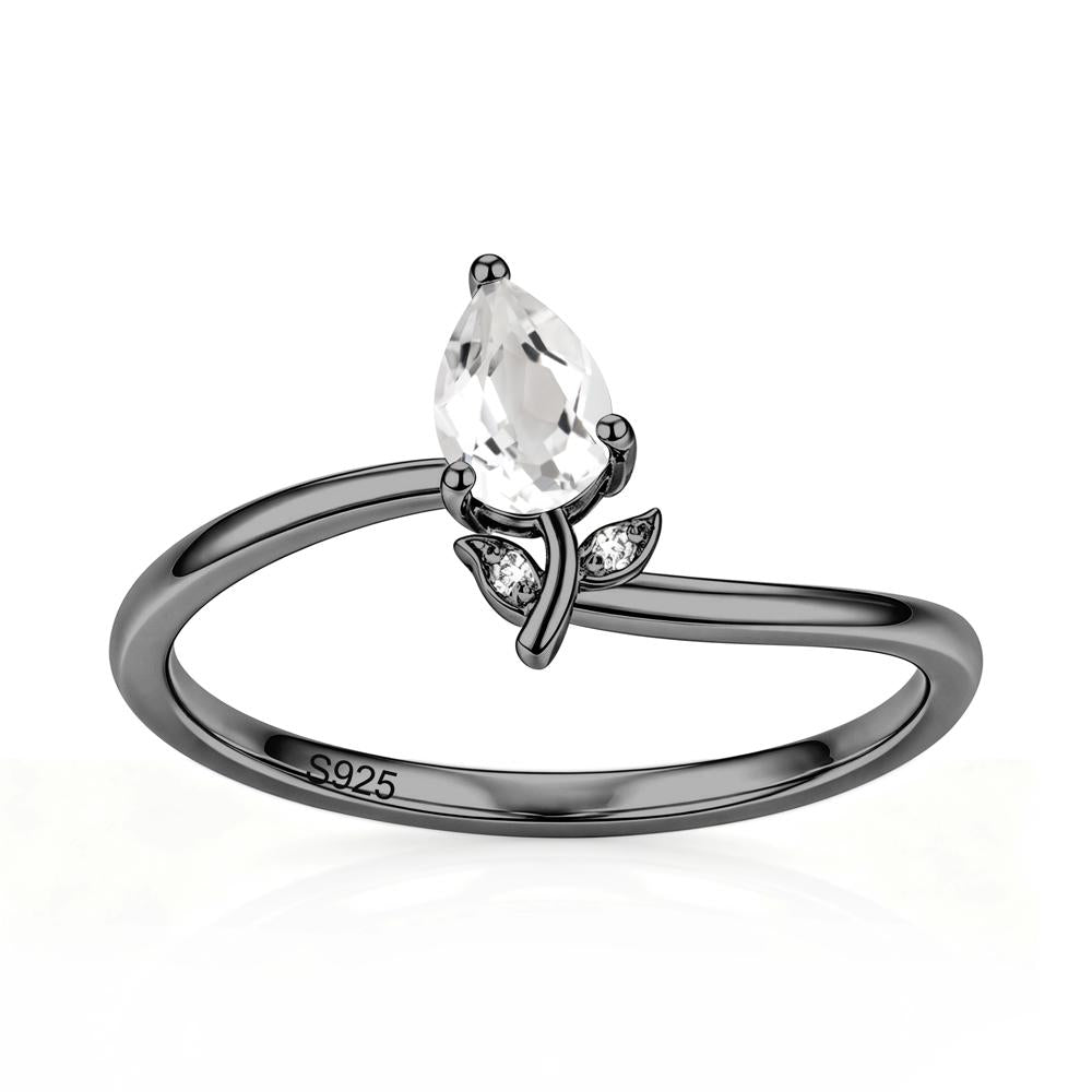 Nature Inspired Pear Cut Sapphire Floral Ring - LUO Jewelry #gemstone_White Topaz