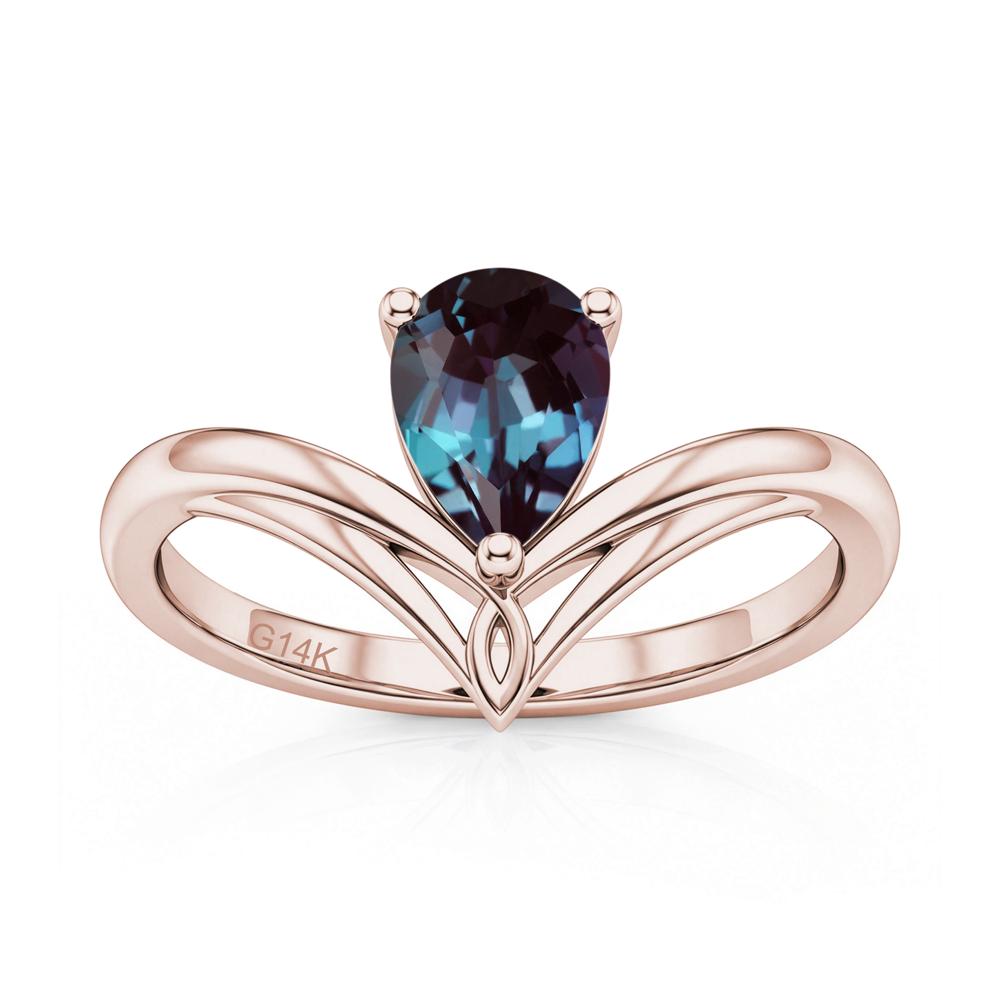 Solitaire Pear Cut Amethyst Chevron Ring - LUO Jewelry #gemstone_Alexandrite