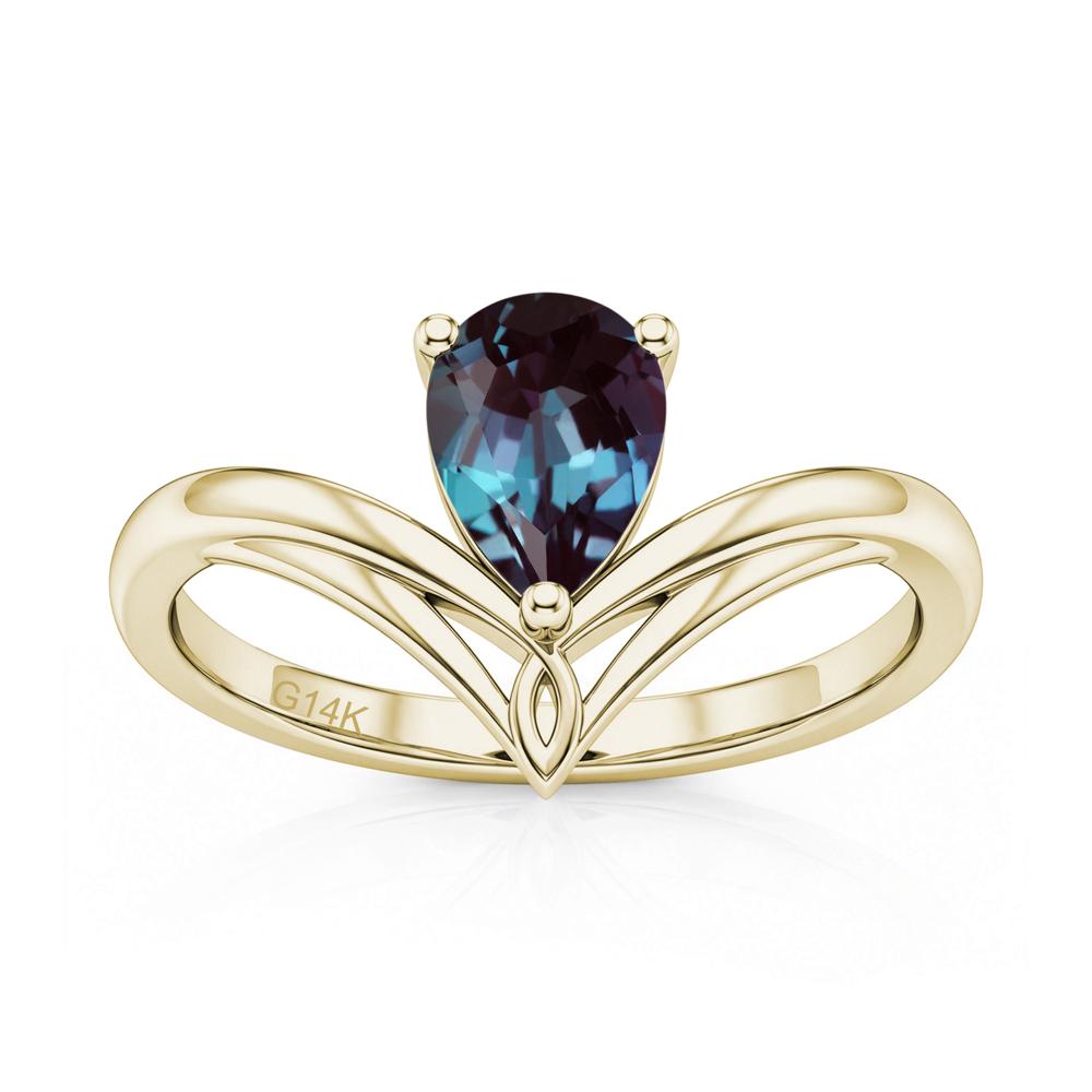 Solitaire Pear Cut Amethyst Chevron Ring - LUO Jewelry #gemstone_Alexandrite