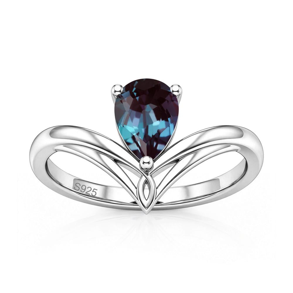 Solitaire Pear Cut Amethyst Chevron Ring - LUO Jewelry #gemstone_Alexandrite