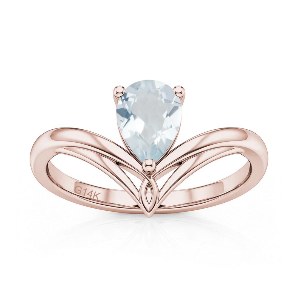 Solitaire Pear Cut Amethyst Chevron Ring - LUO Jewelry #gemstone_Aquamarine