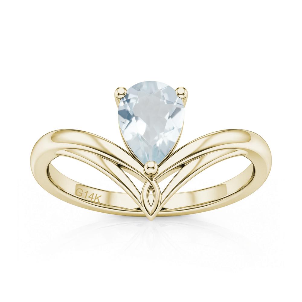 Solitaire Pear Cut Amethyst Chevron Ring - LUO Jewelry #gemstone_Aquamarine