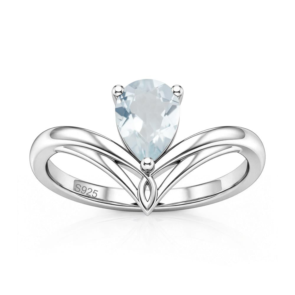 Solitaire Pear Cut Amethyst Chevron Ring - LUO Jewelry #gemstone_Aquamarine