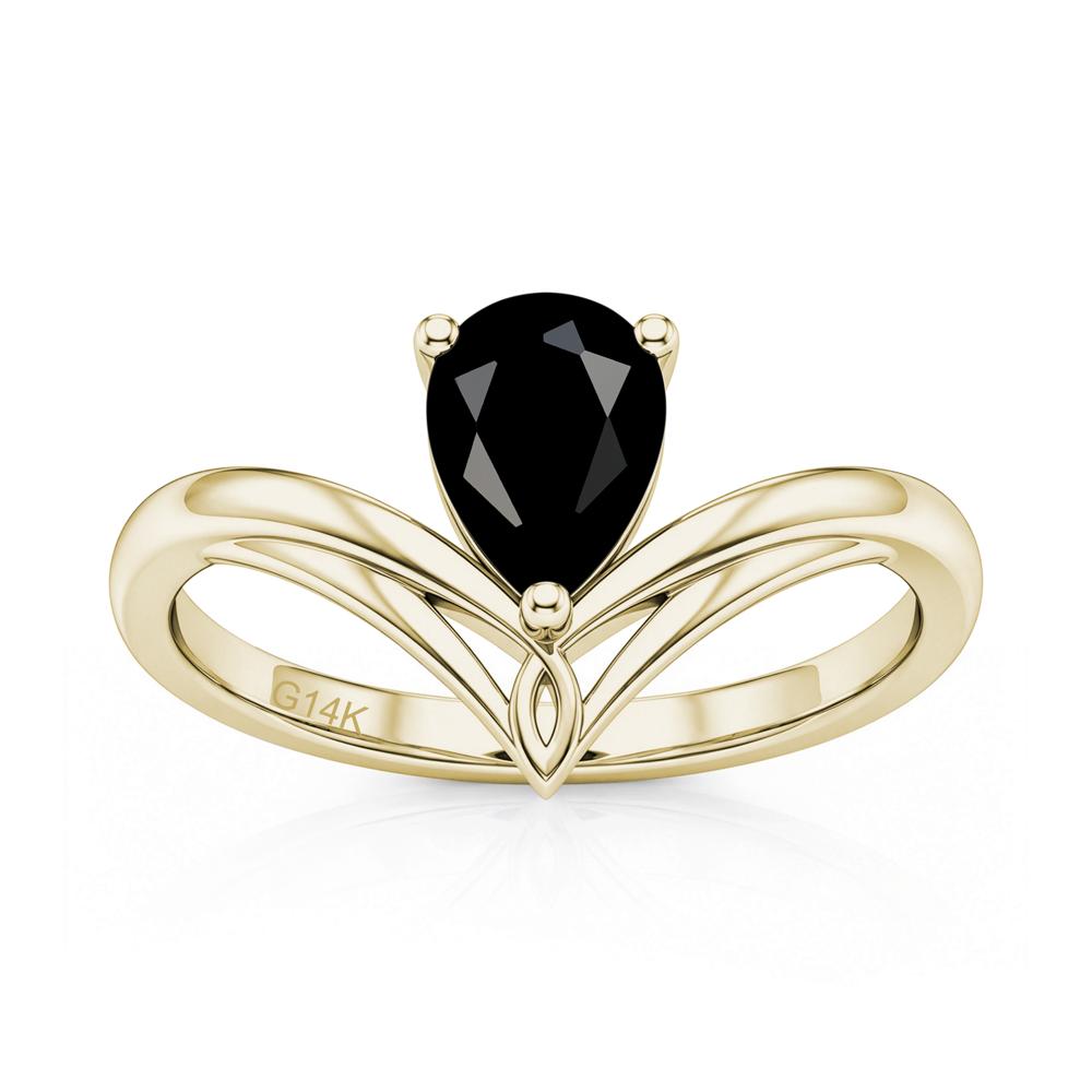 Solitaire Pear Cut Amethyst Chevron Ring - LUO Jewelry #gemstone_Black Spinel
