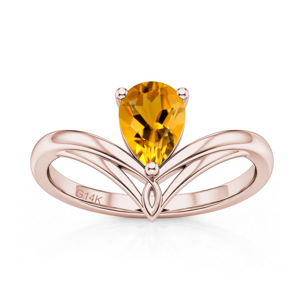 Solitaire Pear Cut Amethyst Chevron Ring - LUO Jewelry #gemstone_Citrine