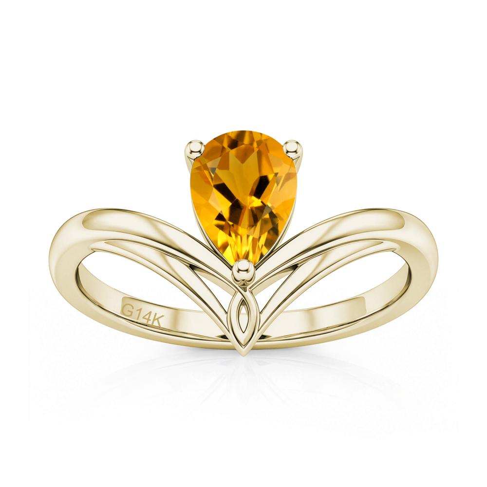 Solitaire Pear Cut Amethyst Chevron Ring - LUO Jewelry #gemstone_Citrine