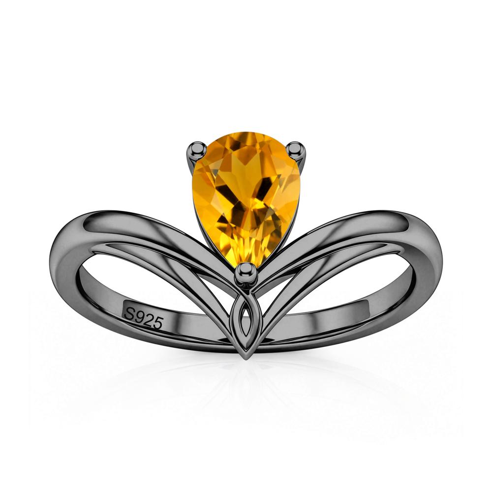 Solitaire Pear Cut Amethyst Chevron Ring - LUO Jewelry #gemstone_Citrine