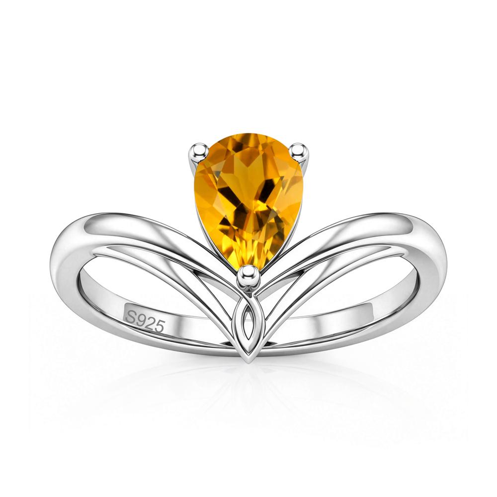 Solitaire Pear Cut Amethyst Chevron Ring - LUO Jewelry #gemstone_Citrine