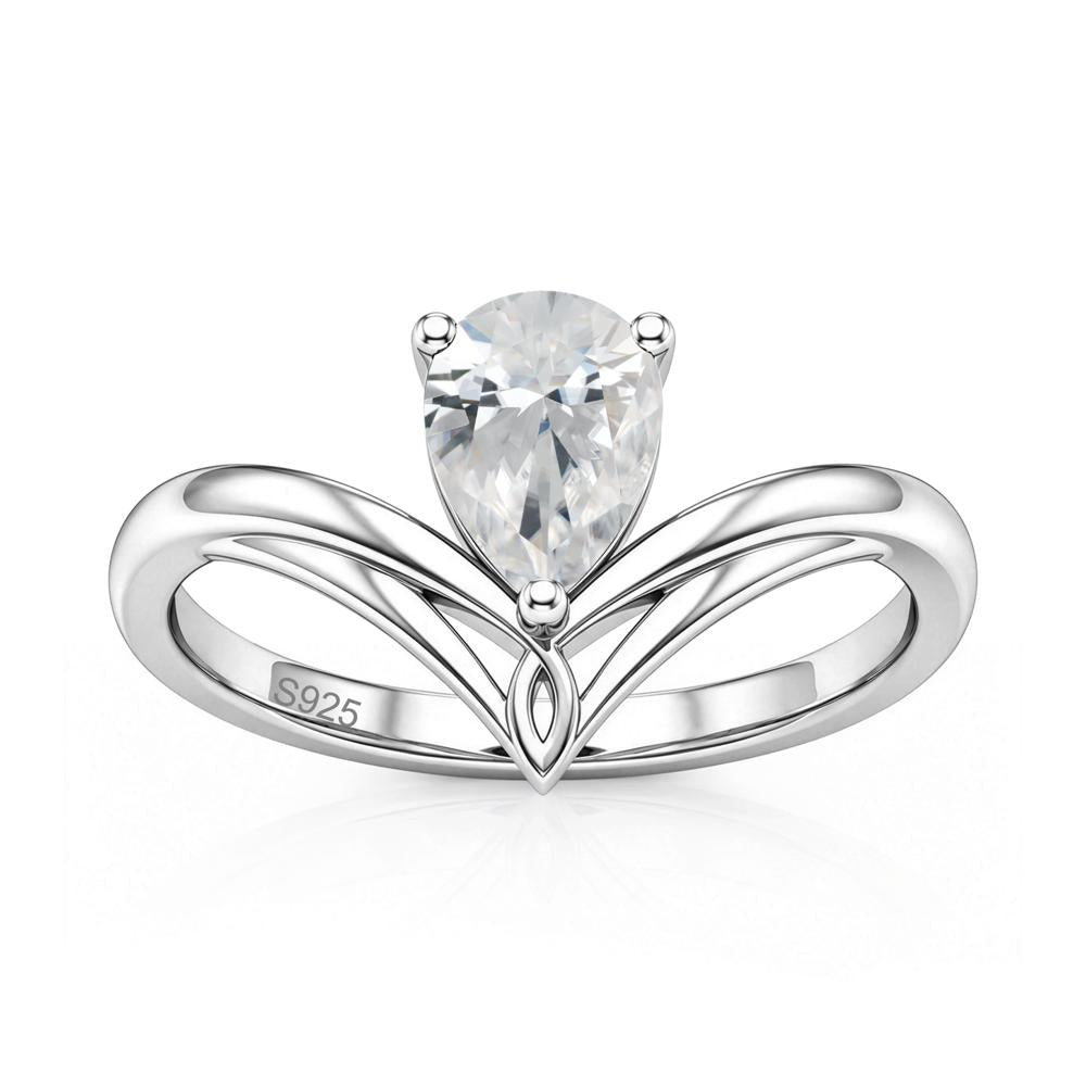 Solitaire Pear Cut Amethyst Chevron Ring - LUO Jewelry #gemstone_Cubic Zirconia