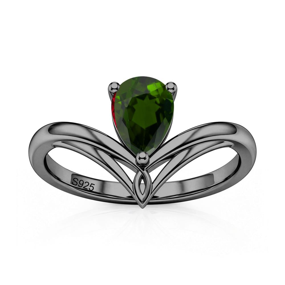 Solitaire Pear Cut Amethyst Chevron Ring - LUO Jewelry #gemstone_Diopside