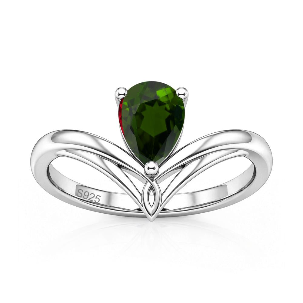 Solitaire Pear Cut Amethyst Chevron Ring - LUO Jewelry #gemstone_Diopside