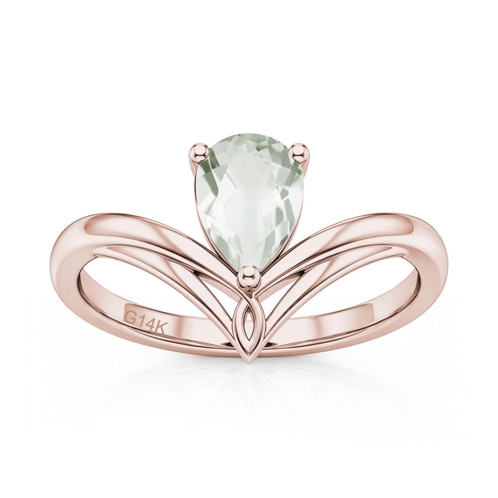 Solitaire Pear Cut Amethyst Chevron Ring - LUO Jewelry #gemstone_Green Amethyst