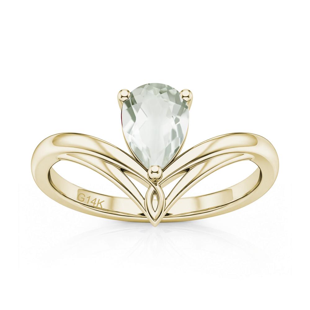 Solitaire Pear Cut Amethyst Chevron Ring - LUO Jewelry #gemstone_Green Amethyst