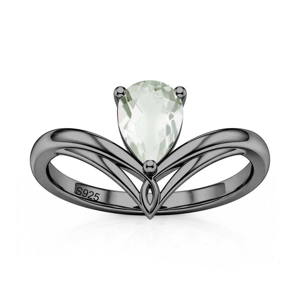 Solitaire Pear Cut Amethyst Chevron Ring - LUO Jewelry #gemstone_Green Amethyst