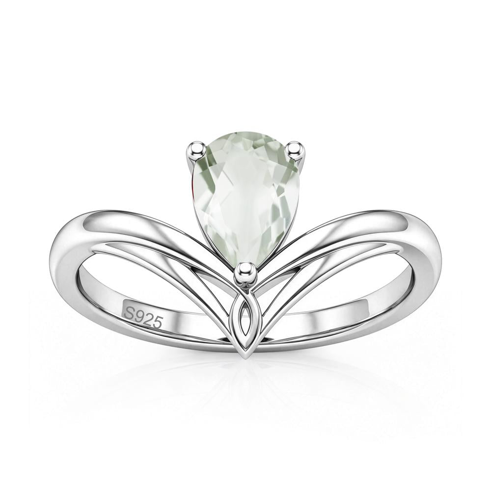 Solitaire Pear Cut Amethyst Chevron Ring - LUO Jewelry #gemstone_Green Amethyst