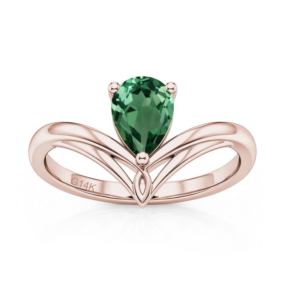 Solitaire Pear Cut Amethyst Chevron Ring - LUO Jewelry #gemstone_Green Sapphire