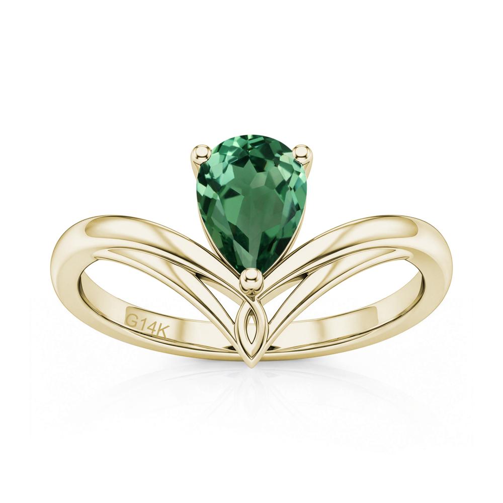 Solitaire Pear Cut Amethyst Chevron Ring - LUO Jewelry #gemstone_Green Sapphire