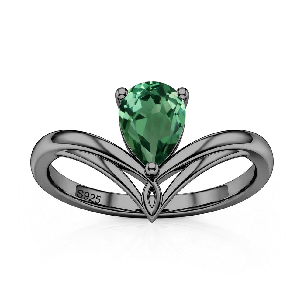 Solitaire Pear Cut Amethyst Chevron Ring - LUO Jewelry #gemstone_Green Sapphire