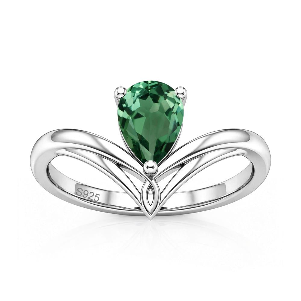 Solitaire Pear Cut Amethyst Chevron Ring - LUO Jewelry #gemstone_Green Sapphire