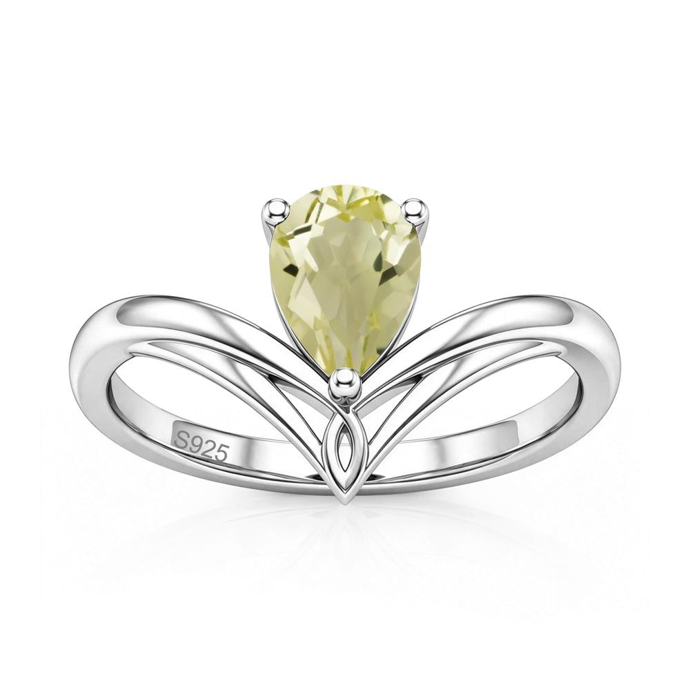 Solitaire Pear Cut Amethyst Chevron Ring - LUO Jewelry #gemstone_Lemon Quartz