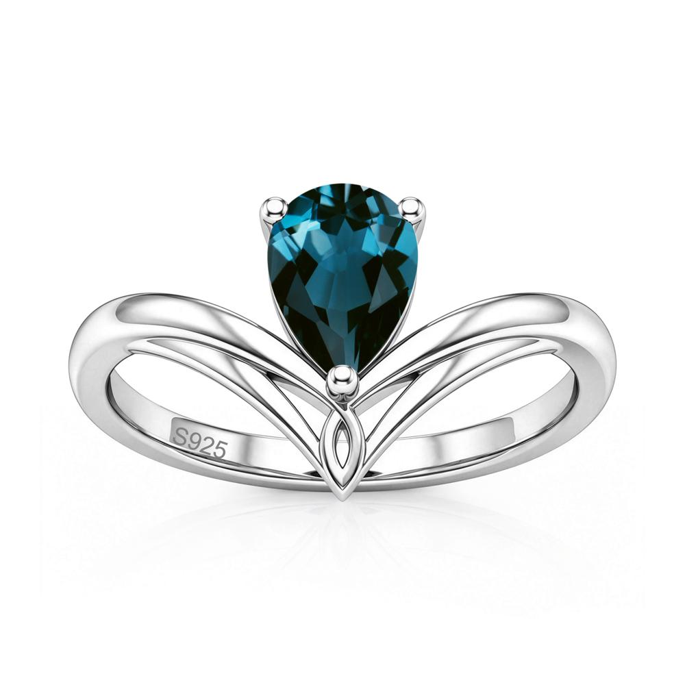 Solitaire Pear Cut Amethyst Chevron Ring - LUO Jewelry #gemstone_London Blue Topaz