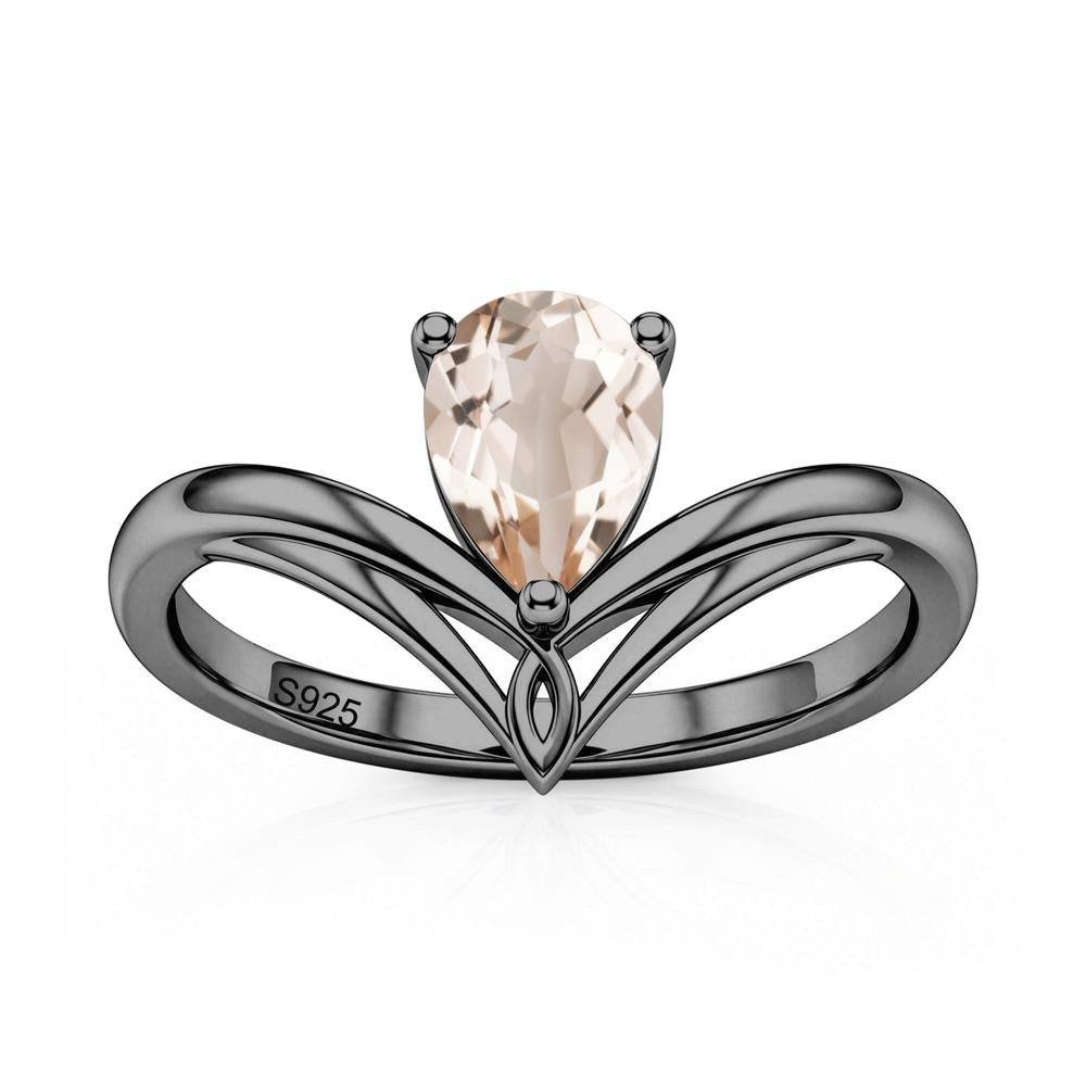 Solitaire Pear Cut Amethyst Chevron Ring - LUO Jewelry #gemstone_Morganite