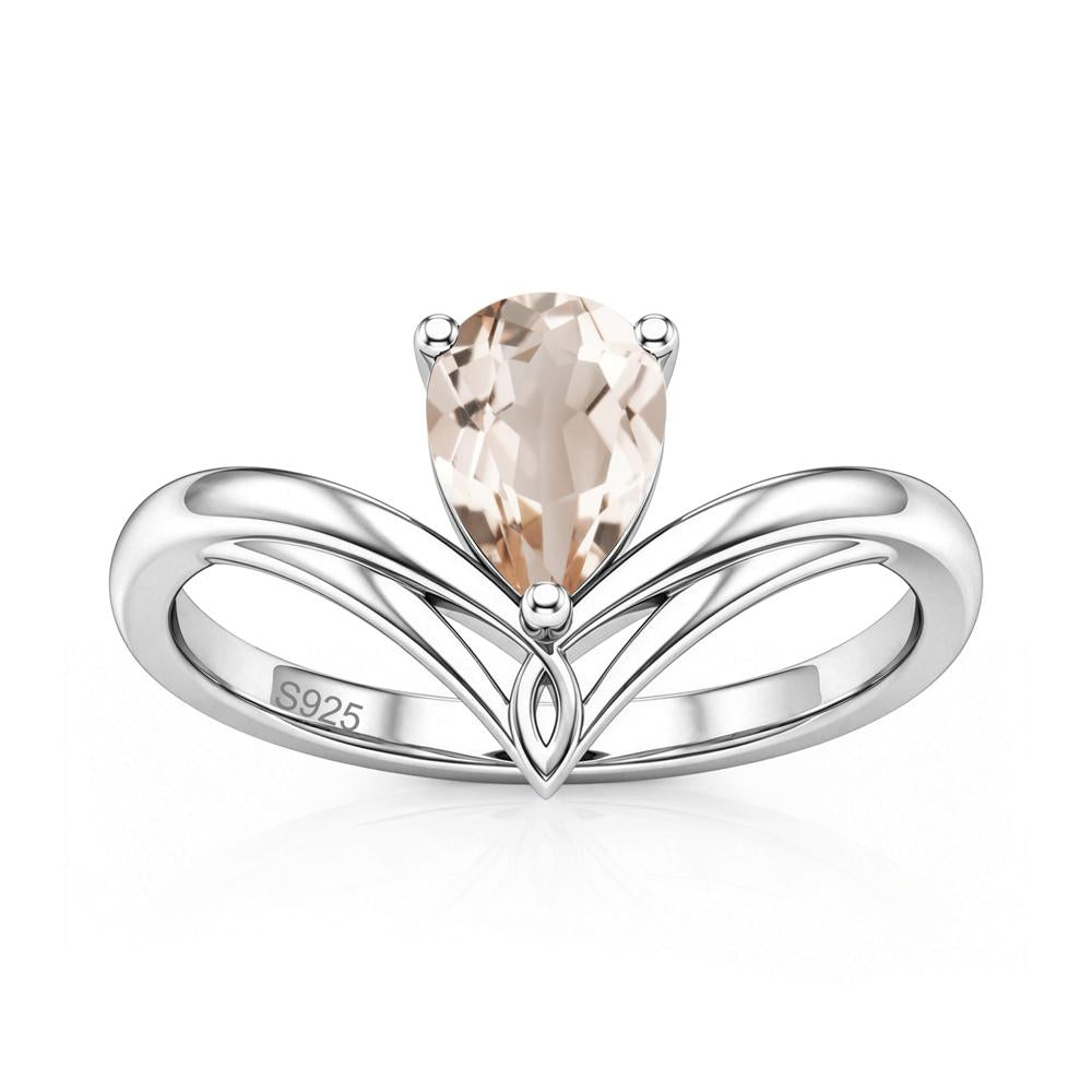 Solitaire Pear Cut Amethyst Chevron Ring - LUO Jewelry #gemstone_Morganite