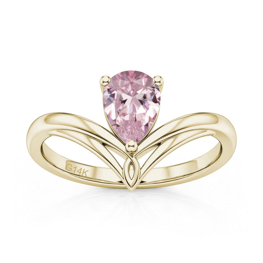 Solitaire Pear Cut Amethyst Chevron Ring - LUO Jewelry #gemstone_Pink Cubic Zirconia