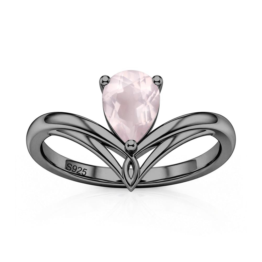 Solitaire Pear Cut Amethyst Chevron Ring - LUO Jewelry #gemstone_Rose Quartz