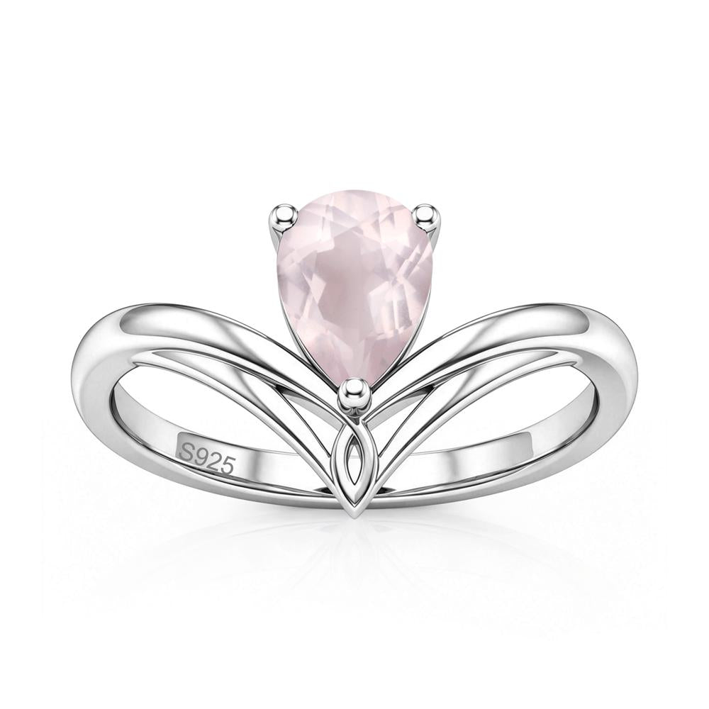 Solitaire Pear Cut Amethyst Chevron Ring - LUO Jewelry #gemstone_Rose Quartz