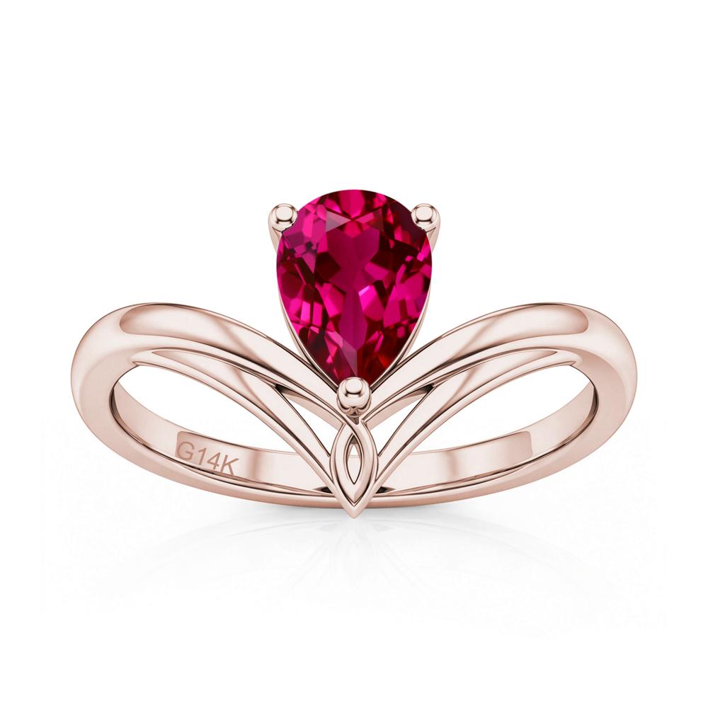 Solitaire Pear Cut Amethyst Chevron Ring - LUO Jewelry #gemstone_Ruby