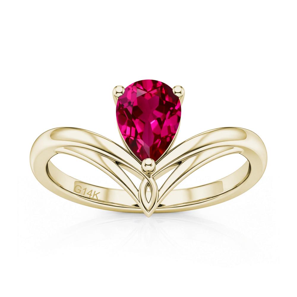 Solitaire Pear Cut Amethyst Chevron Ring - LUO Jewelry #gemstone_Ruby