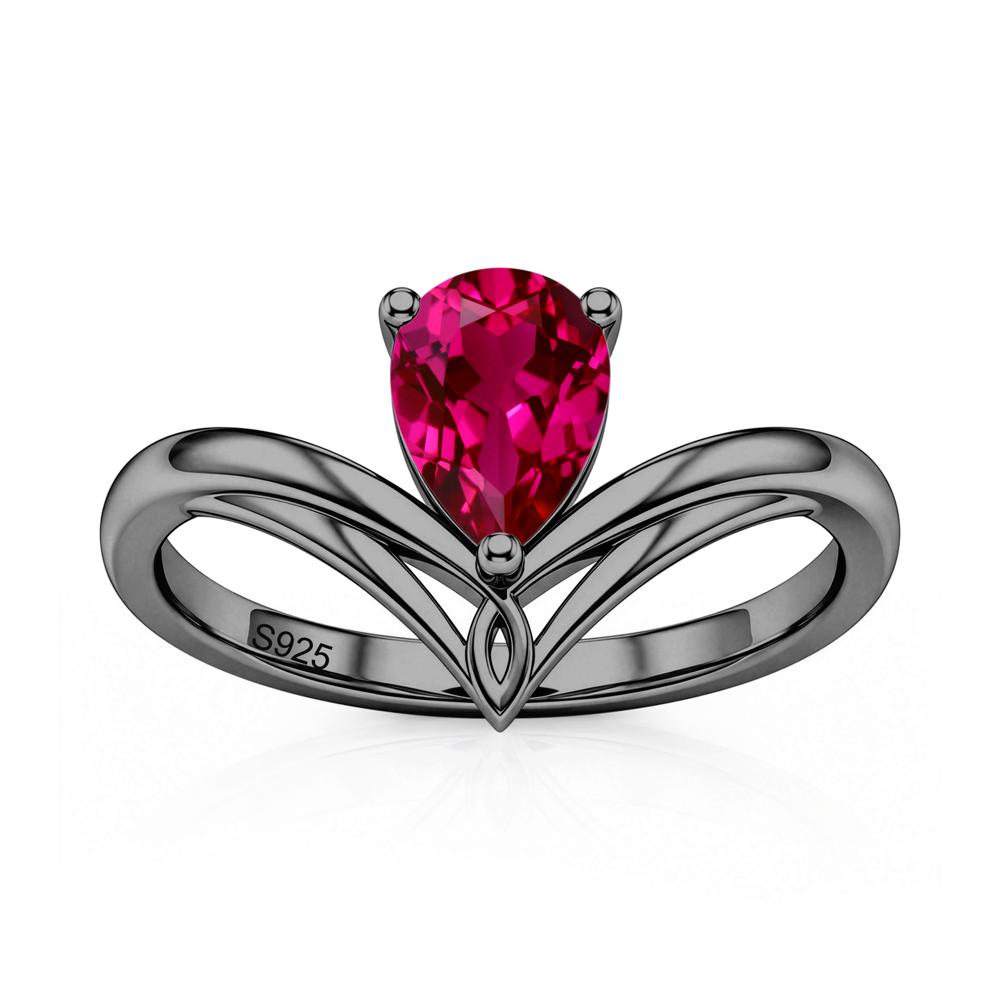 Solitaire Pear Cut Amethyst Chevron Ring - LUO Jewelry #gemstone_Ruby