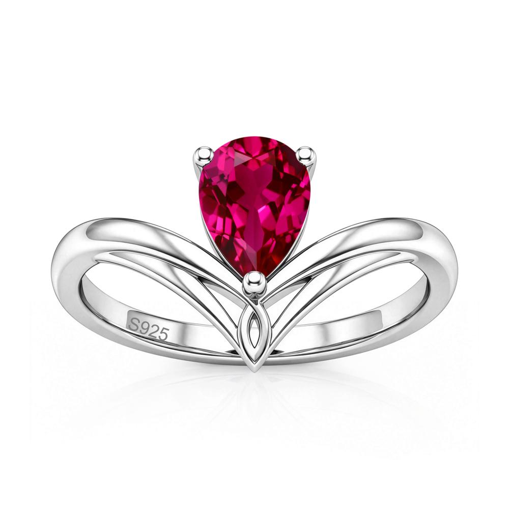 Solitaire Pear Cut Amethyst Chevron Ring - LUO Jewelry #gemstone_Ruby