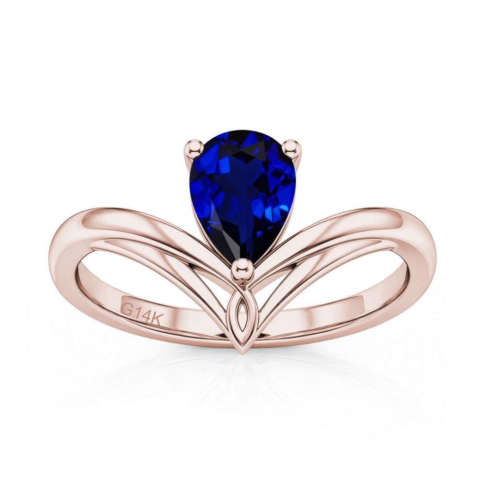Solitaire Pear Cut Amethyst Chevron Ring - LUO Jewelry #gemstone_Sapphire